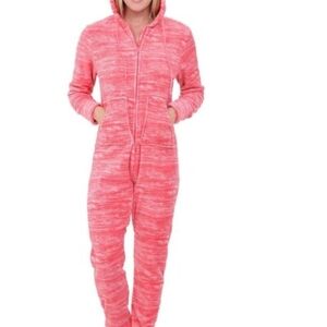 Alexander Del Rossa Women's Pink Hooded footed pajamas